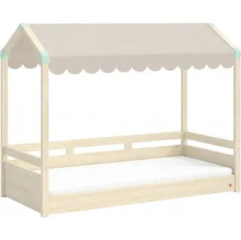 Dětská postel Domečková postel se stříškou Fairy II - dub světlý/béžová