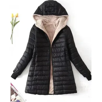Dámská parka Dámská prošivaná bunda s kapucí Velikost: L, Barva (Varianta): Černá