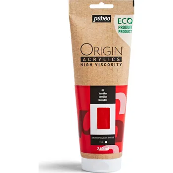 Vodová barva Akrylová barva Pébéo Origin Acrylics - 06 Vermilion Objem: 240 ml