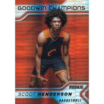Sběratelský sportovní předmět insert RC karta SCOOT HENDERSON 22-23 Goodwin Champions Rookie Orange Prism /499