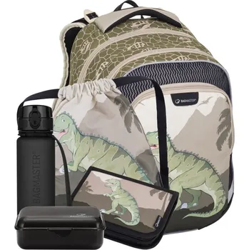 Set školních potřeb Bagmaster - Velký set pro prvňáčky LUMI 24 C DINOSAURUS (batoh,penál,sáček na cvičky,box na svačinu,láhev) + gumovací pero Pilot Frixion