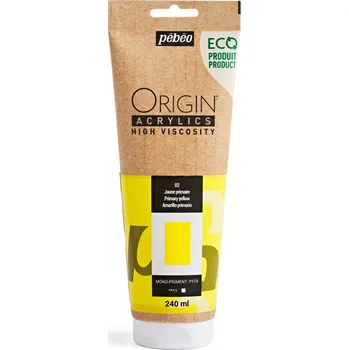 Vodová barva Akrylová barva Pébéo Origin Acrylics - 02 Primary Yellow Objem: 240 ml
