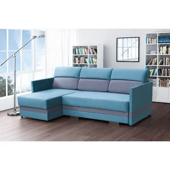 Sedací souprava Falco Rohová sedací souprava Berry, rozkládací s úložným prostorem, levá, tyrkys/šedá Casablanka 2313/2315