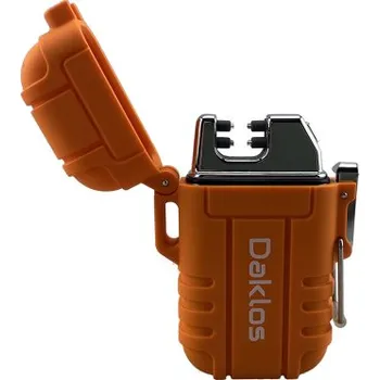 Zapalovač Plazmový nabíjecí voděodolný větruodolný zapalovač v dárkové krabičce - oranžový / záchranářský