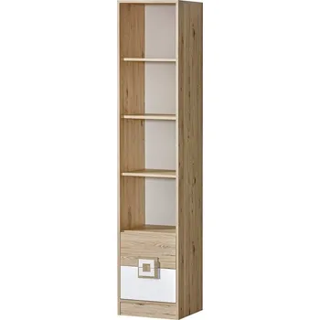 regál Policový regál NIKO 6 se zásuvkami, dub jasný/bílá