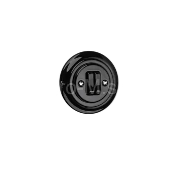 vypínač VINTAGE 2 tlačítko (žaluzie) černá komplet klapka kulaté keramika K1-R231QS klapka