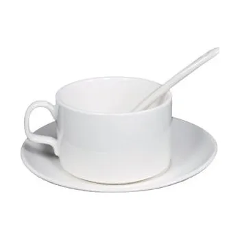 Stolování Šálek s podšálkem a keramickou lžičkou 180 ml ECO - bílý sublimace termotransfer