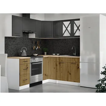 Falco Rohová kuchyňská linka ASTRA grafit/artisan MAT