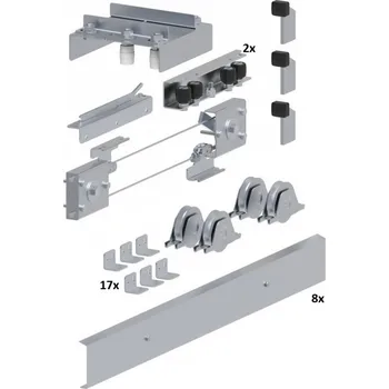 Pohon brány Sada pro výrobu dvoudílné teleskopické kolejnicové brány, šířka průjezdu až 15 m, s kolečky, KA5100.415