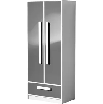 Šatní skříň Dětská šatní skříň GULLIWER 1 bílá/šedá lesk