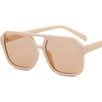 Dámské retro sluneční brýle s čtvercovým rámem - smetanový čaj