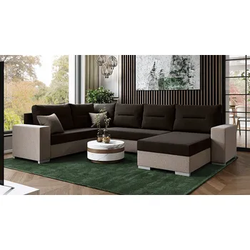 Sedací souprava Falco Rozkládací sedací souprava do U BRAVO UNI s úložým prostorem, Malmo 94 hnědá/Malmo 16 béžová