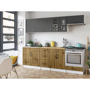 Kuchyňská linka Falco Kuchyňská linka BĚLA 240 cm, grafit/artisan mat