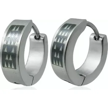 Náušnice Náušnice z oceli kroužky - černý obdélníkovitý motiv