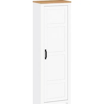 Šatní skříň Policová skříň LANZETTE V, bílá alba/dub craft zlatý