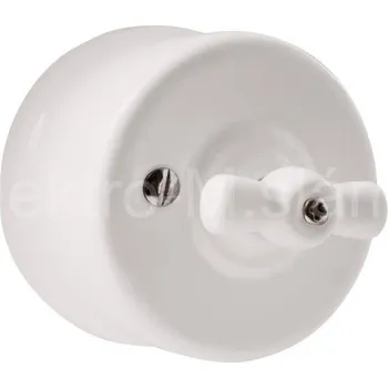 vypínač VINTAGE tlačírko (zvonek) bílá otočná nástěný keramika K1-R231MB