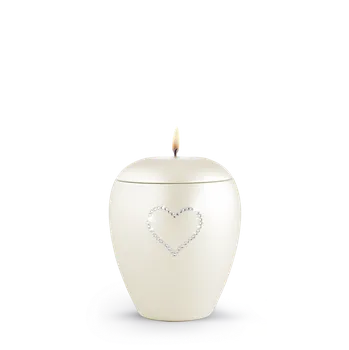 Smuteční dekorace Zvířecí urna Crystal Heart se svíčkou - Champagne 0,5l
