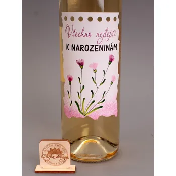 Víno Víno s etiketou - Všechno nejlepší k narozeninám, Karafiáty víno: Cabernet Sauvignon Rosé - polosuché