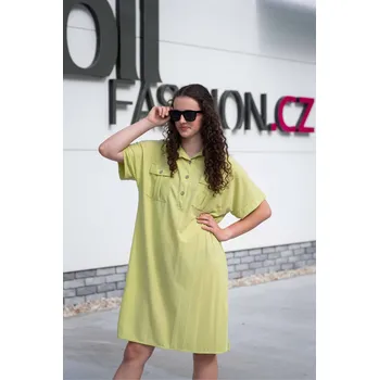 Dámské šaty Košilové šaty USee 207 barva: zelená-limetka, velikost: Univerzální-jedna velikost