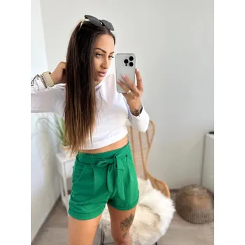 Krátké dámské zelené šortky s páskem, VELIKOST UNI ( XS, S, M )