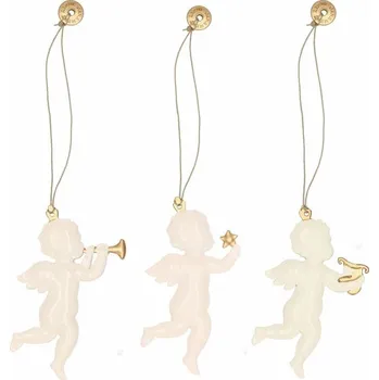 Springos Vánoční kovové ozdoby - Andělé s trumpetou, sada 3ks
