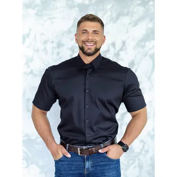 Pánská košile Klasická pánská černá košile VSB 2403 s límcem, VELIKOST XL