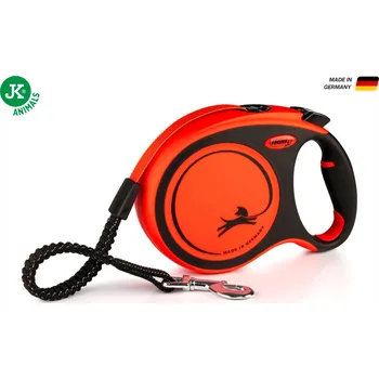 Vodítko pro psa Flexi Xtreme Tape (pásek), velikost L, oranžová, 8 m/55 kg, samonavíjecí vodítko pro psy