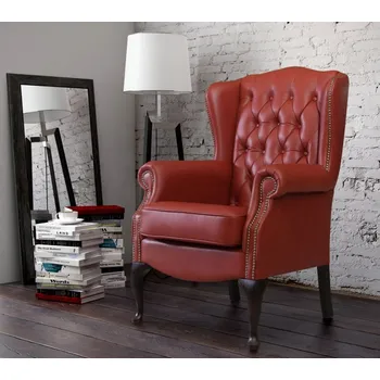 Křeslo Designové křeslo ušák OLIVER kůže Barva: moření wenge, Potah: kůže S-63