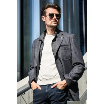 Pánské sako Pánské vlněné sako Barva: Modrá, Velikost: 64, Střih: REGULAR FIT