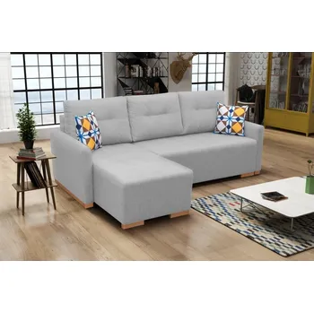 Sedací souprava Falco Rohová sedací souprava Padova, rozkládací s úložným prostorem, levá, světle šedá Malmo 83