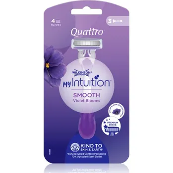 Holicí strojek Wilkinson Sword Quattro for Women My Intuition Smooth jednorázová holítka Violet Blooms 3 ks