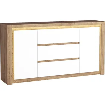 Komoda Komoda LABRO 184, 2D3S s LED osvětlením, dub ribbeck/bílá lesk