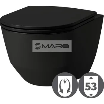 Klozet LAUFEN Pro A WC klozet závěsný, Rimless, délka 53 cm, splachování 4,5/3 l, černý matný, H8209667160001