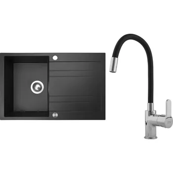 Kuchyňský dřez Set Sinks G7030XC (dřez Grande 800 XC Granblack 30 + baterie Flexia lesklá)