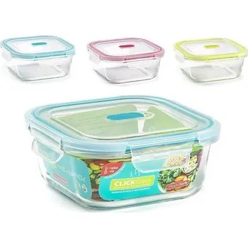 Dóza na potraviny PLASTIC FORTE Skleněná dóza s plastovým víčkem 800 ml, 16 x 16 x v.7 cm, barvy mix