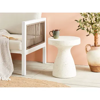 Konferenční stolek Odkládací stolek bílý terrazzo efekt MgO sklolaminát odolný proti UV záření boho moderní styl interiér exteriér obývací pokoj Beliani