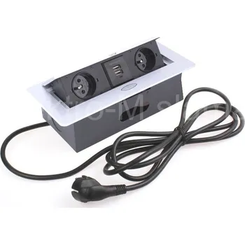 Elektrická zásuvka Výklopná zásuvka GB2PL+2xUSB stříbrná