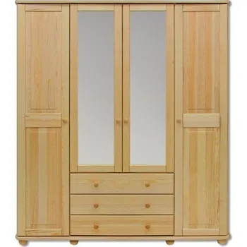 Šatní skříň Šatní skříň FS-130, 4-dveřová se zrcadlem Barva: moření gray