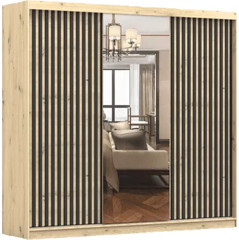 Šatní skříň IDZ Šatní skříň WERONA 3D, 233 cm Dub Artisan/Černá