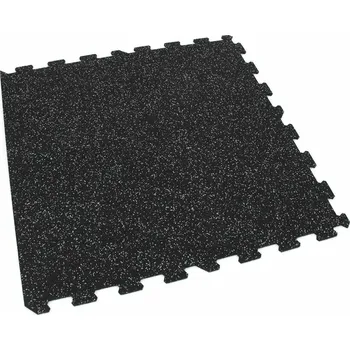 Zátěžová podložka Černo-šedá gumová modulová puzzle dlažba (okraj) FLOMA FitFlo SF1050 - 95,6 x 95,6 x 1,6 cm