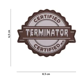 Nášivka Gumová nášivka 101 Inc nápis Certified Terminator - šedá