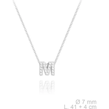 Náhrdelník Stříbrný náhrdelník s písmenem "M" se Zirkony Ag 925/1000