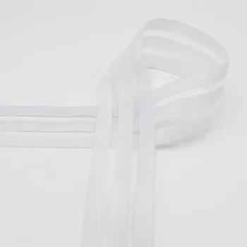 Textilie Transparentní pruženka, lurexové pruhy, 50mm - bílá