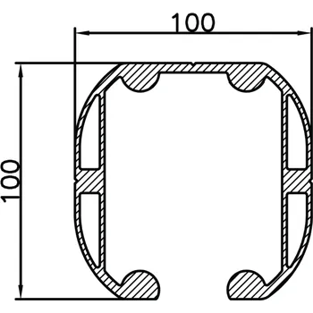 Stavební profil Hliníková krytka C-profilu 100x100 s gumovým dorazem