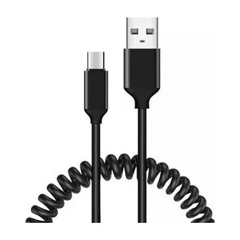 Datový kabel Datový kabel spirála, USB A na USB C, délka 1m, barva černá