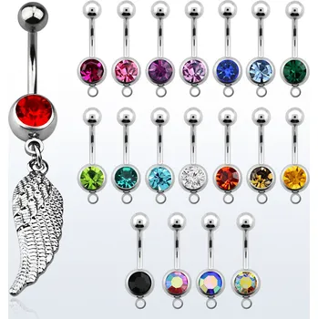 Piercing Piercingate Piercing do pupíku - křídlo PBV00591 - Barva/Motiv: Čirá, Délka tyčky: 10 mm