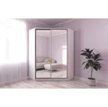Rohová šatní skříň CORA 140/240 bílá/zrcadlo