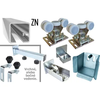 Sada pro výrobu samonosných posuvných vrat do šířky průjezdu 3,5 m, s pozinkovaným C-profilem 70x70x4 (SADA-07-ZN) Typ vedení: Vrchní vedení, Typ rolen: Kovové role