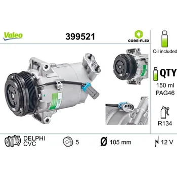 Kompresor klimatizace Kompresor, klimatizace, , 13124750, 1854170, 1854172, 1854188, 1854259, 1854397, 1854418, 1854437, 1854528, 1854534, 24466994, 6854059, 6854062, 6854088, 93168625, 93168627, VALEO, 399521