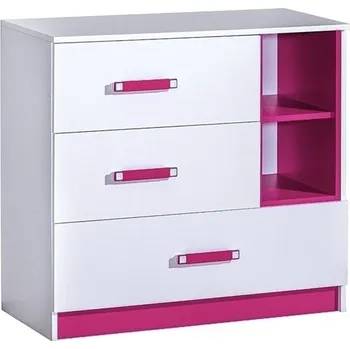 Komoda Dětská komoda TRAFICO 8 bílá/růžová